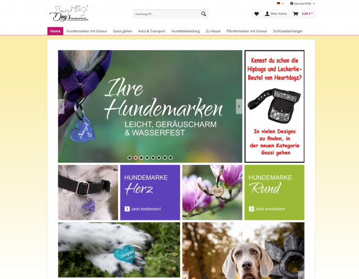 Dog's Hundemarke Online Shop Screenshot